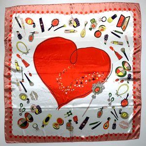 Love Pattern Satin Charmeuse Scarf